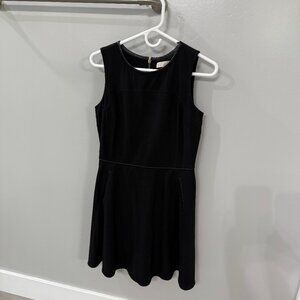 Loft Size 2 fit and flare black dress with faux leather details - Fall Ready!